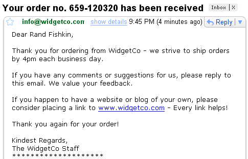 Email Asking for Link