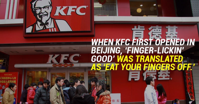 kfc translation mistake eat fingers